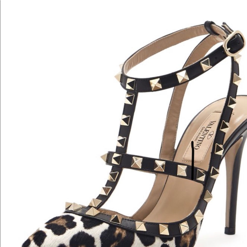 Valentino Calfskin Rockstud Brown slingback pumps